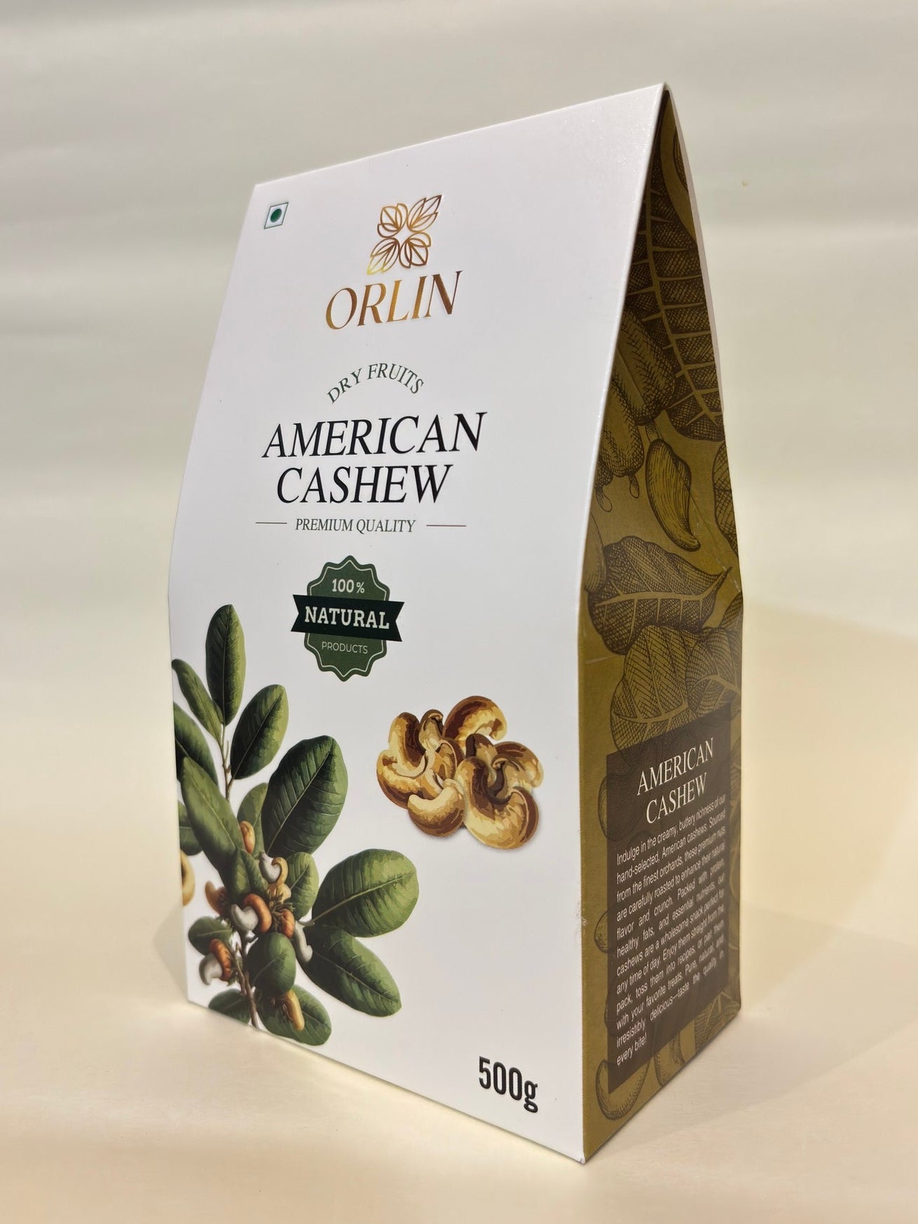Orlin American Cashew packaging on a light background