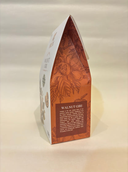 Brown box with decorative elements and text on a white background