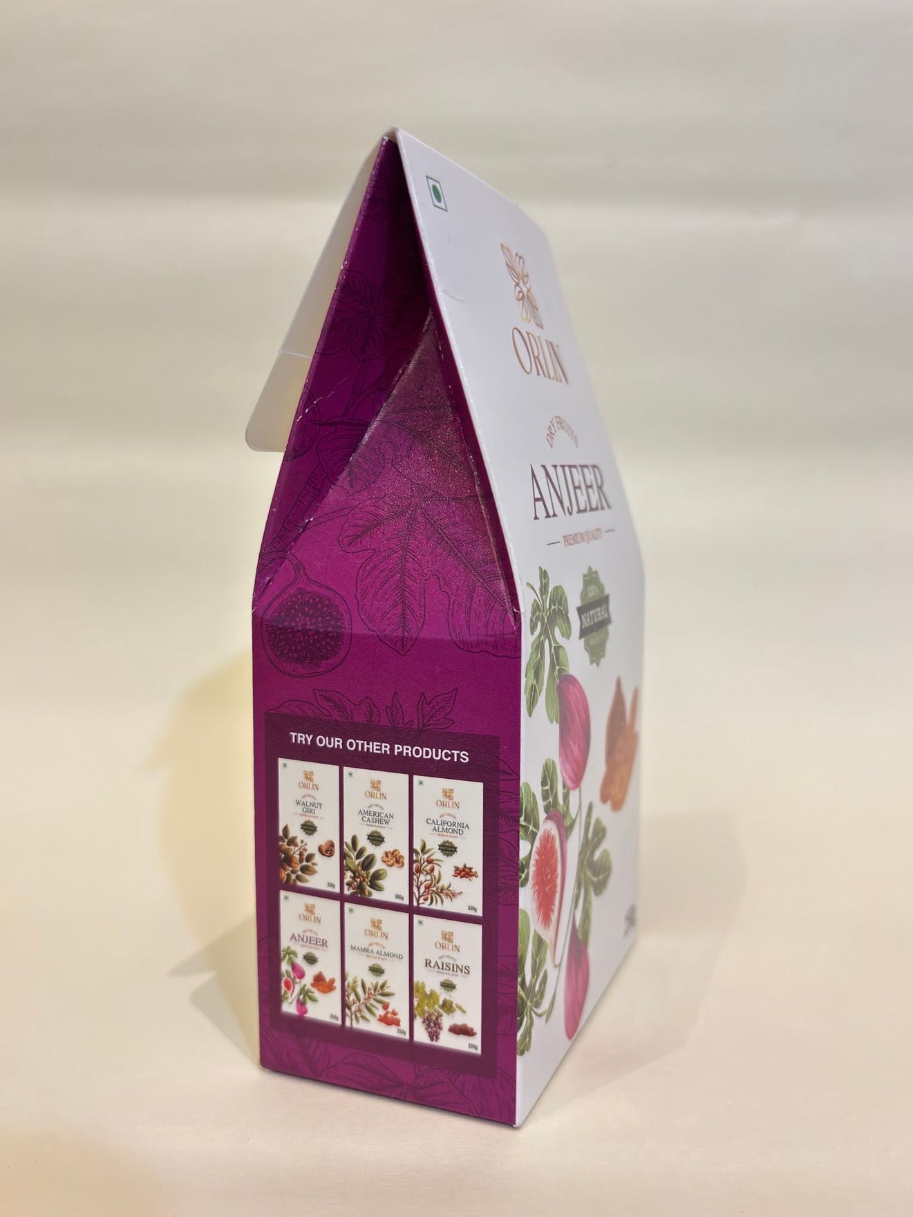 Purple box with floral design on a white background