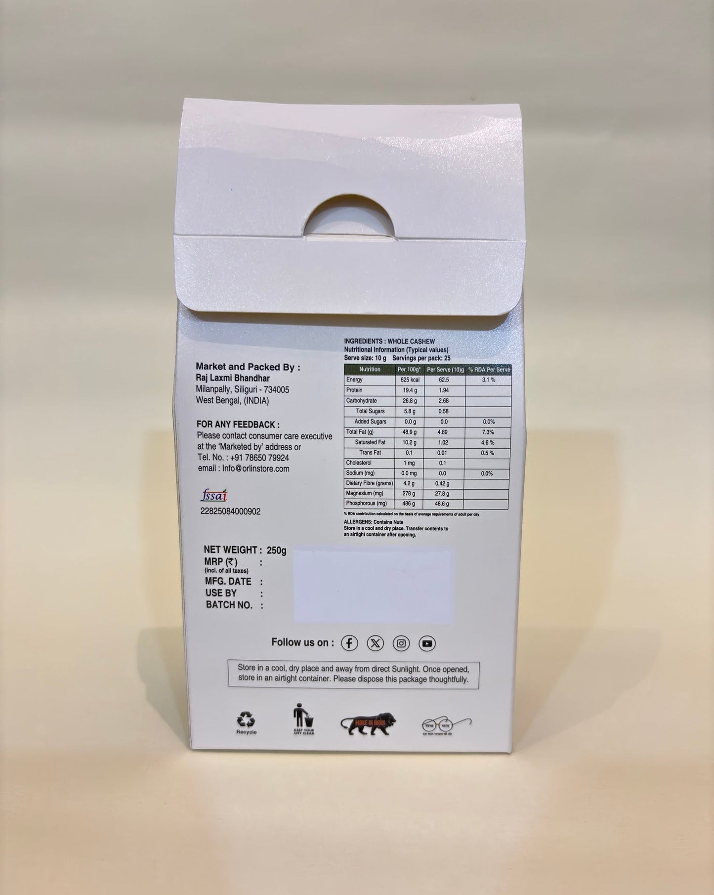 premium whole cashews