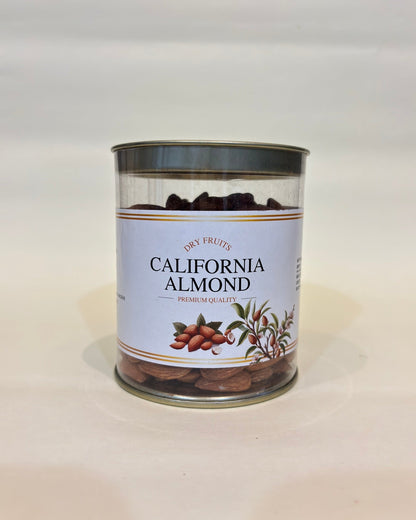 Can of California Almonds on a white background