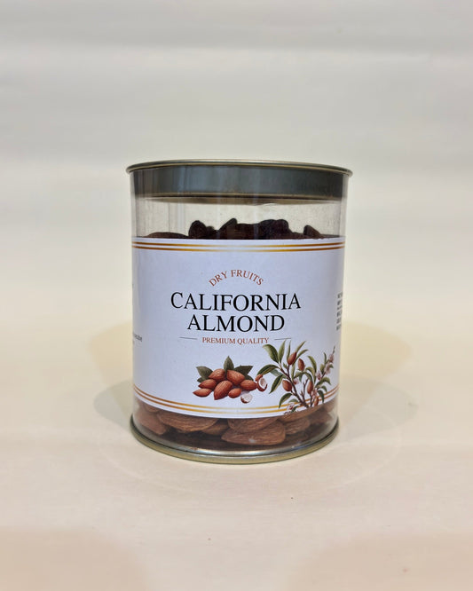 Can of California Almonds on a white background
